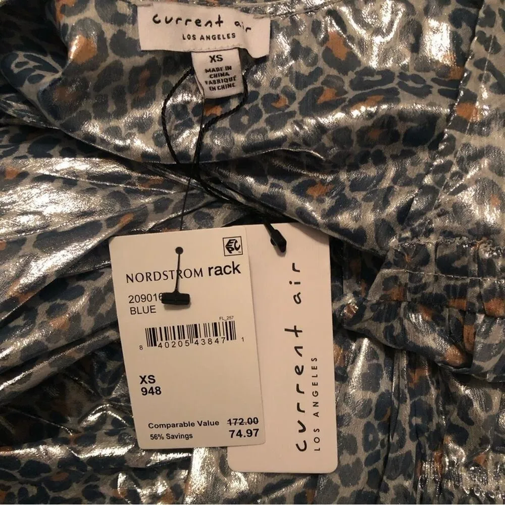 Current Air Leopard Shine Midi Dress Blue NEW - Image 4