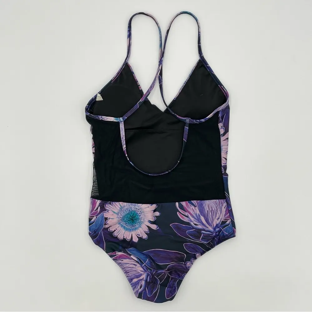 Sensi Graves Floral One Piece Swimsuit Purple Mesh Panel Size Medium Women Emily - Image 4