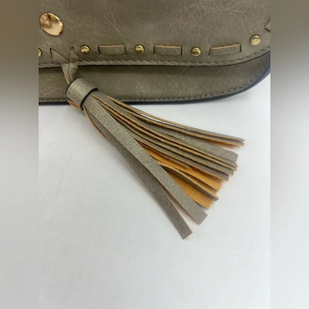 NEW Gray PETA Approved Vegan Pu Half Moon Xbody Bag Geometric Adjustable Strap - Image 11