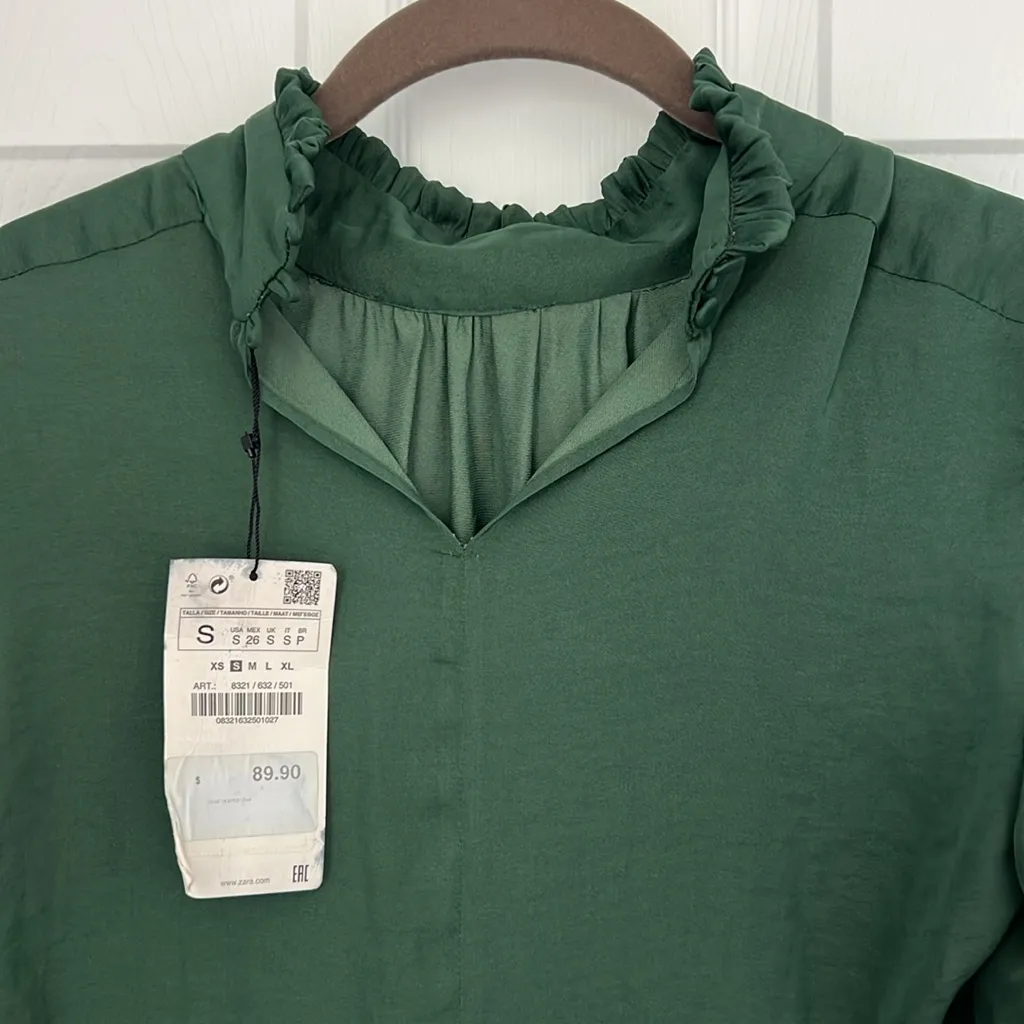 NWT ZARA Elegant Satin Long Sleeve Mock Neck Midi Dress Size Small $80 - Image 9