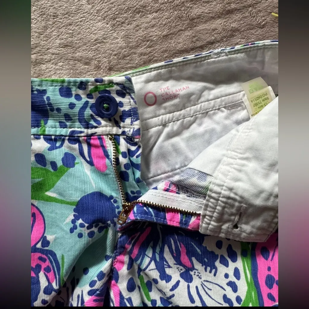 LILLY PULITZER Callahan‎ Chino Shorts Shorely Big Flirt Hibiscus Floral Size 0 - Image 4