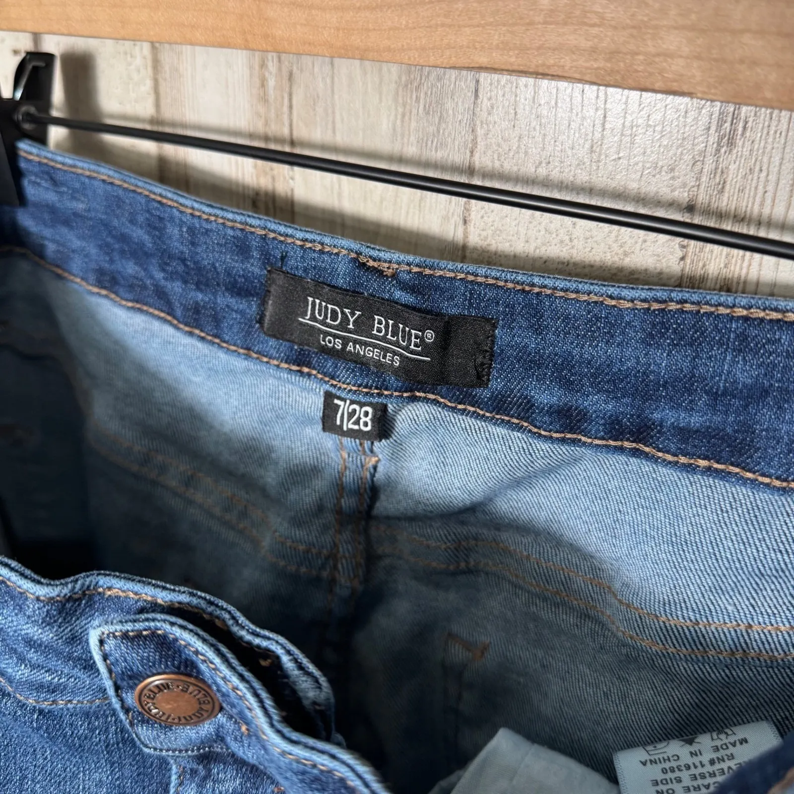 Judy Blue Blue Wide Leg Crop High Waist Boho Denim Womens 7/28 - Image 8