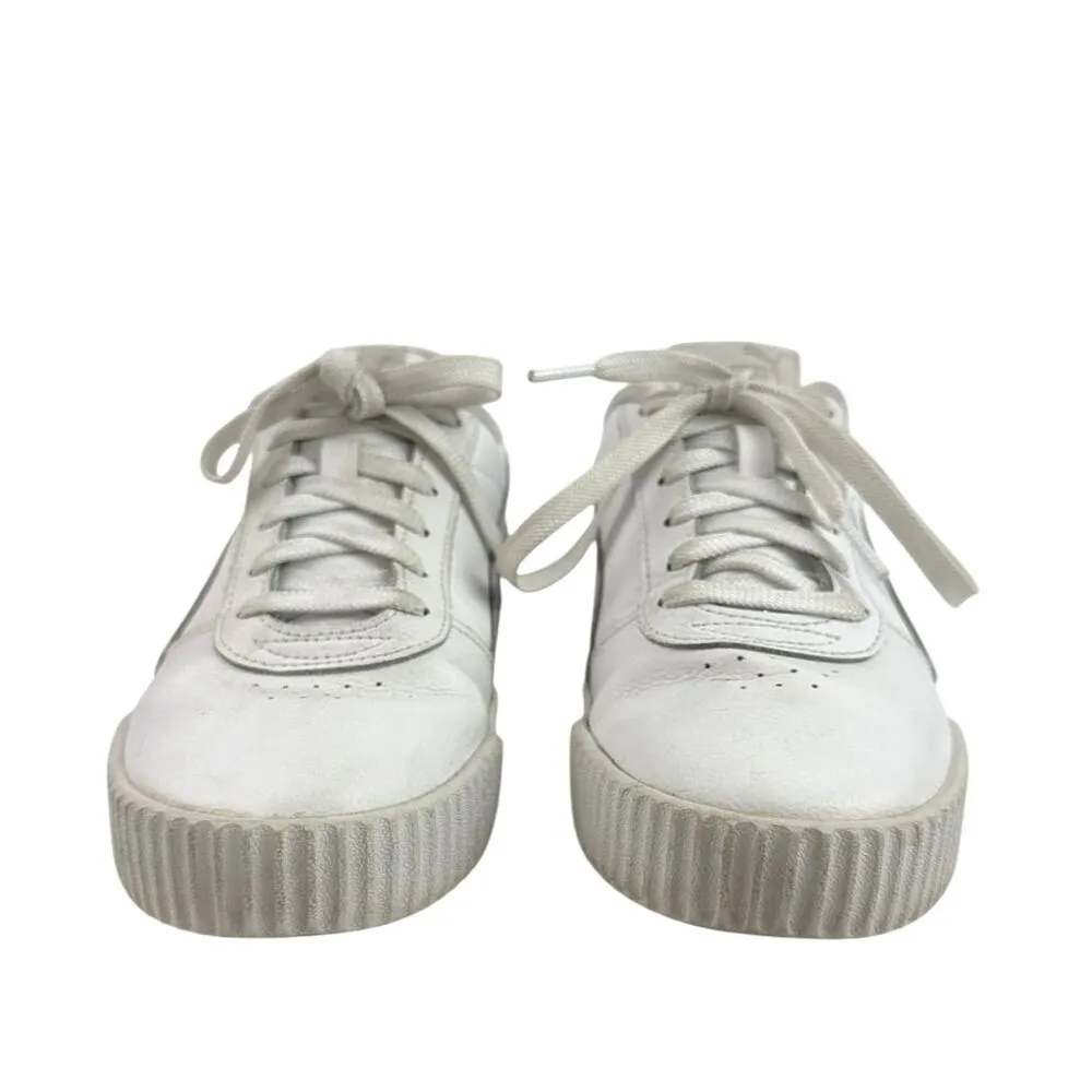 Puma Carina Women's White Leather Low Top Lace Up Athletic Sneakers Shoes Size 7 - Image 2