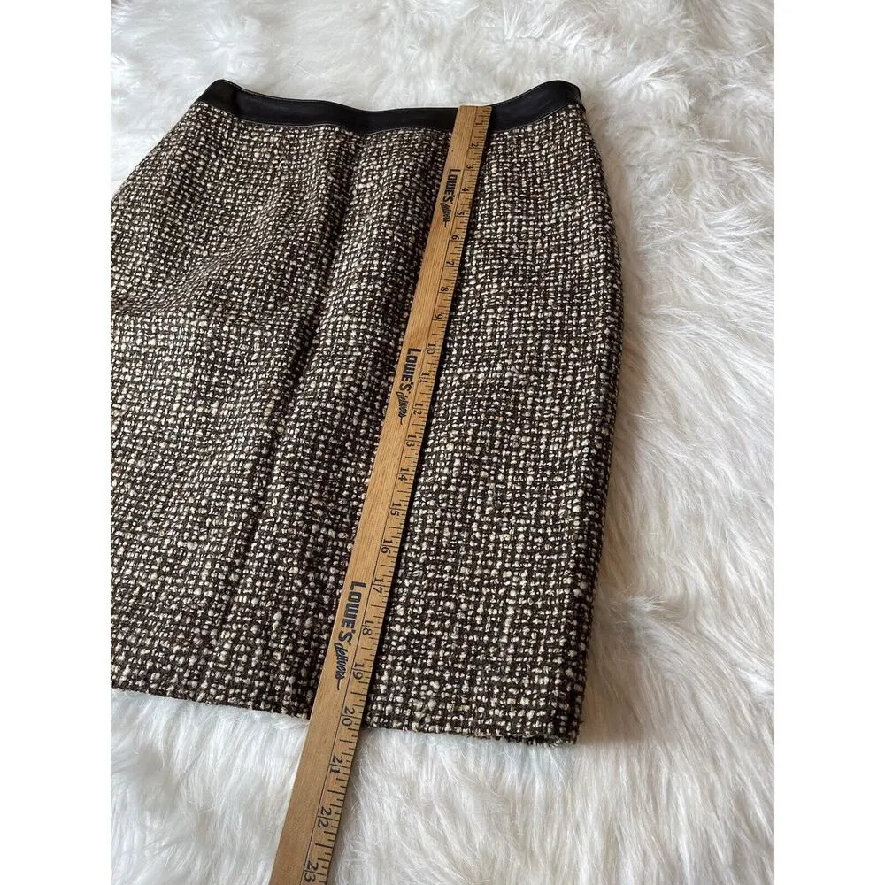 Kate Hill Size 6P Petites‎ Tweed Skirt Wool Blend Lined Brown Beige - Image 8