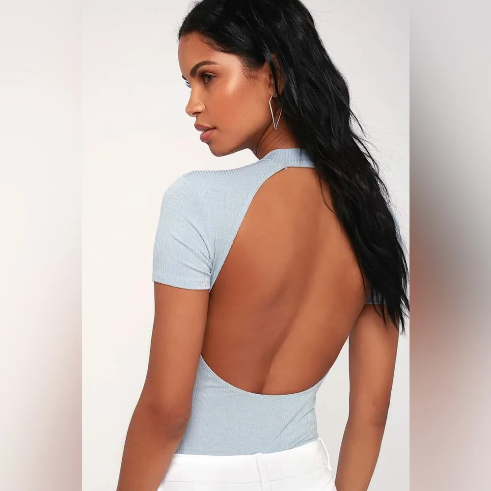 Light Blue Open Back Bodysuit NWT Lulus Large - Image 2