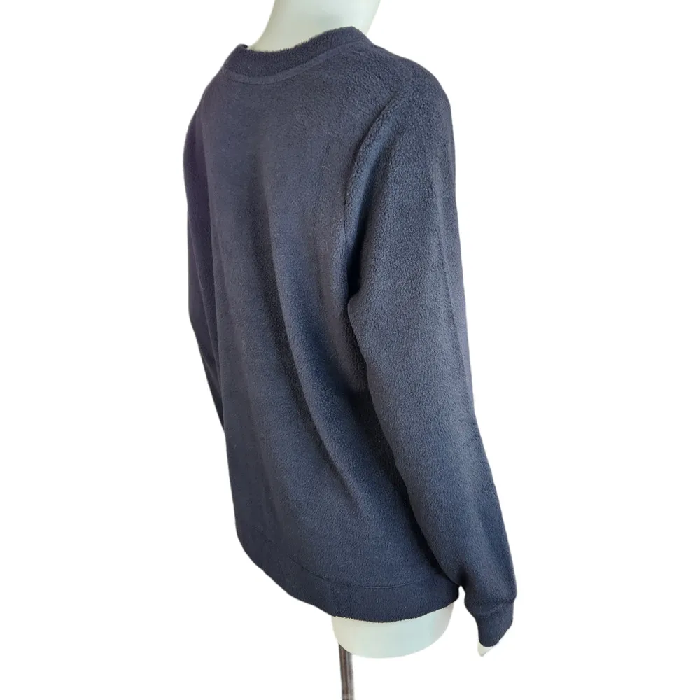 Denim & Co. Comfort Zone Baby Sherpa Crewneck Pullover Sweatshirt Black Small - Image 9