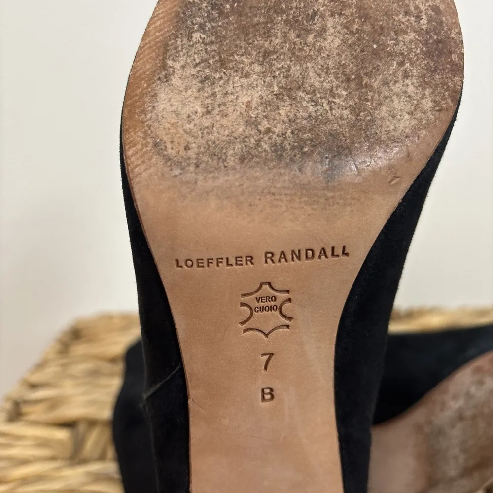 Loeffler Randall Booties Sz 7 Black Suede Block Heel Zip Side Boots Shoes Classy - Image 10