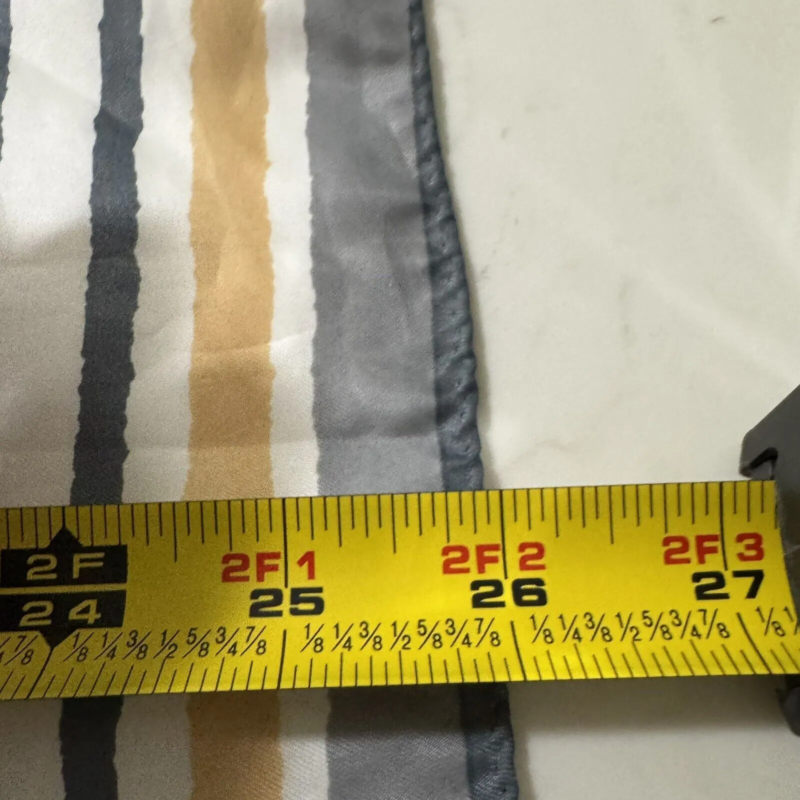 Scarves by Vera Scarf Square 26" Gray‎ White Brown Stripes Geometric - Image 3