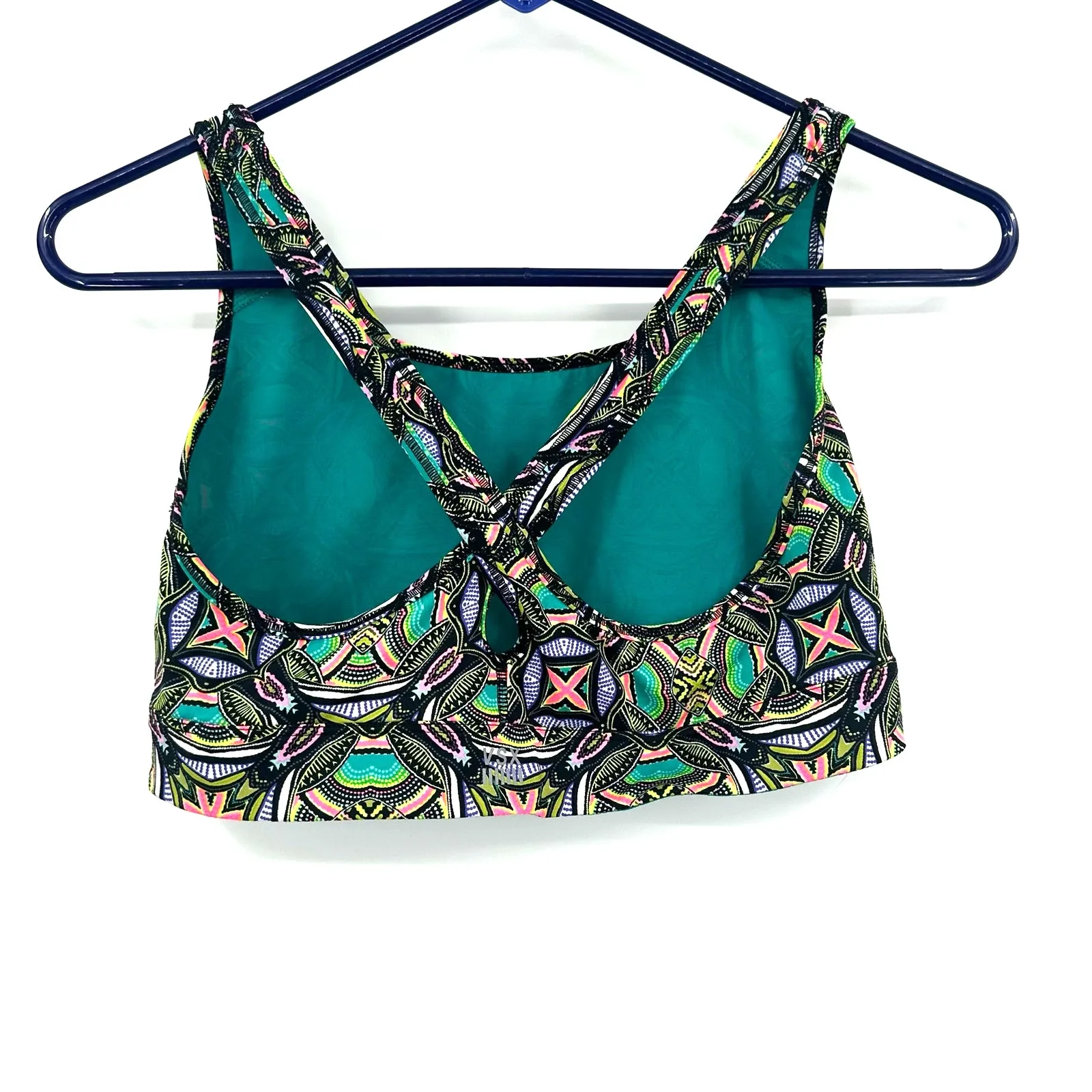 VSX Sport Size‎ Medium Sports Bra Green Abstract Racerback Lightweight Stretch - Image 2