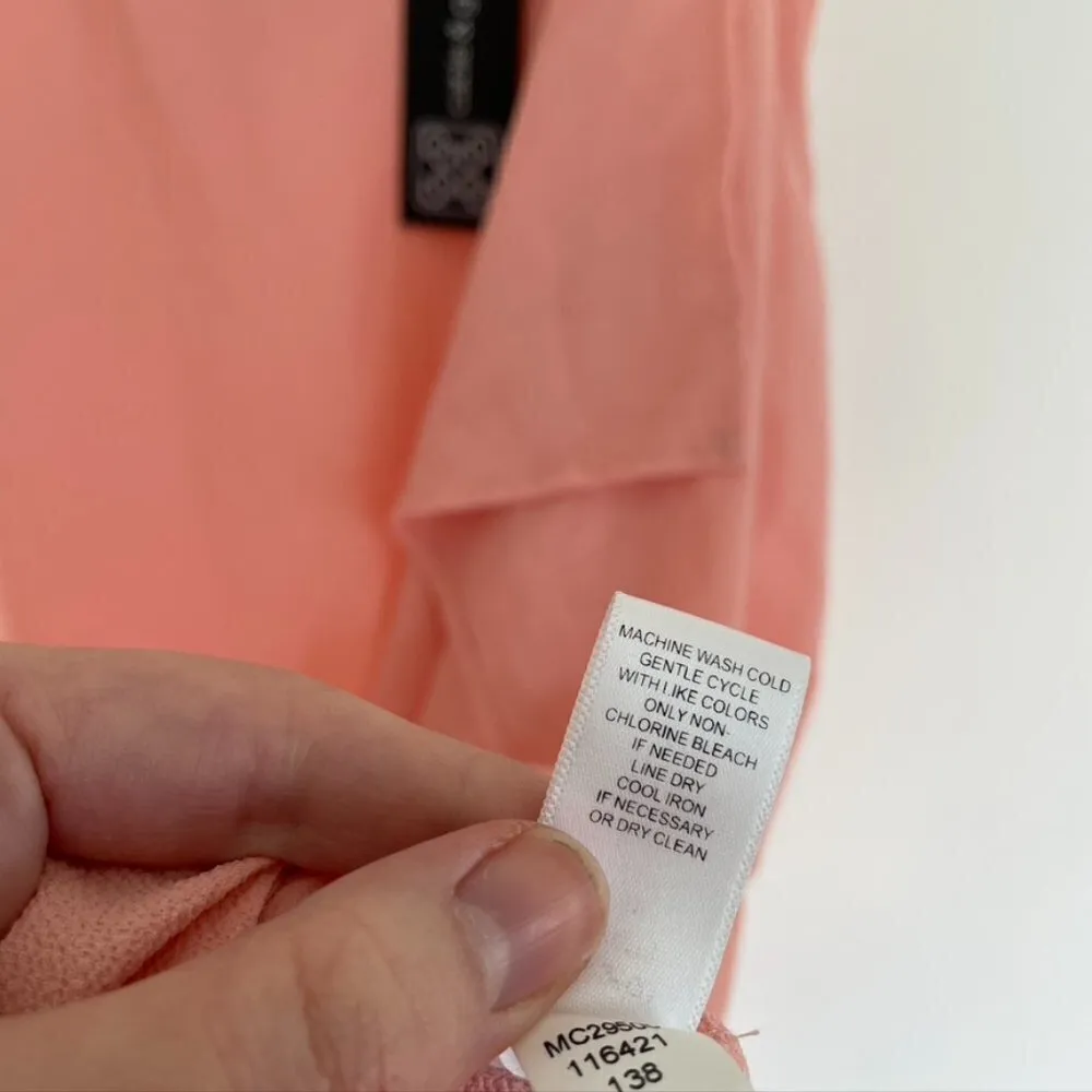 NEW NWT CABLE GAUGE Ruffled Asymmetrical Tunic Pink Textured Sleeveless Tank L - Image 8