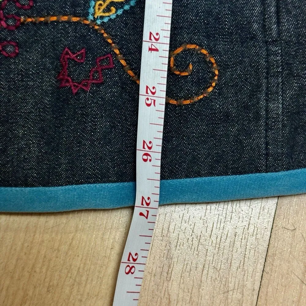 Denim and Co Womens Embroidered Shirt Jacket w/pockets size M Dark Denim Blue Size M - Image 4