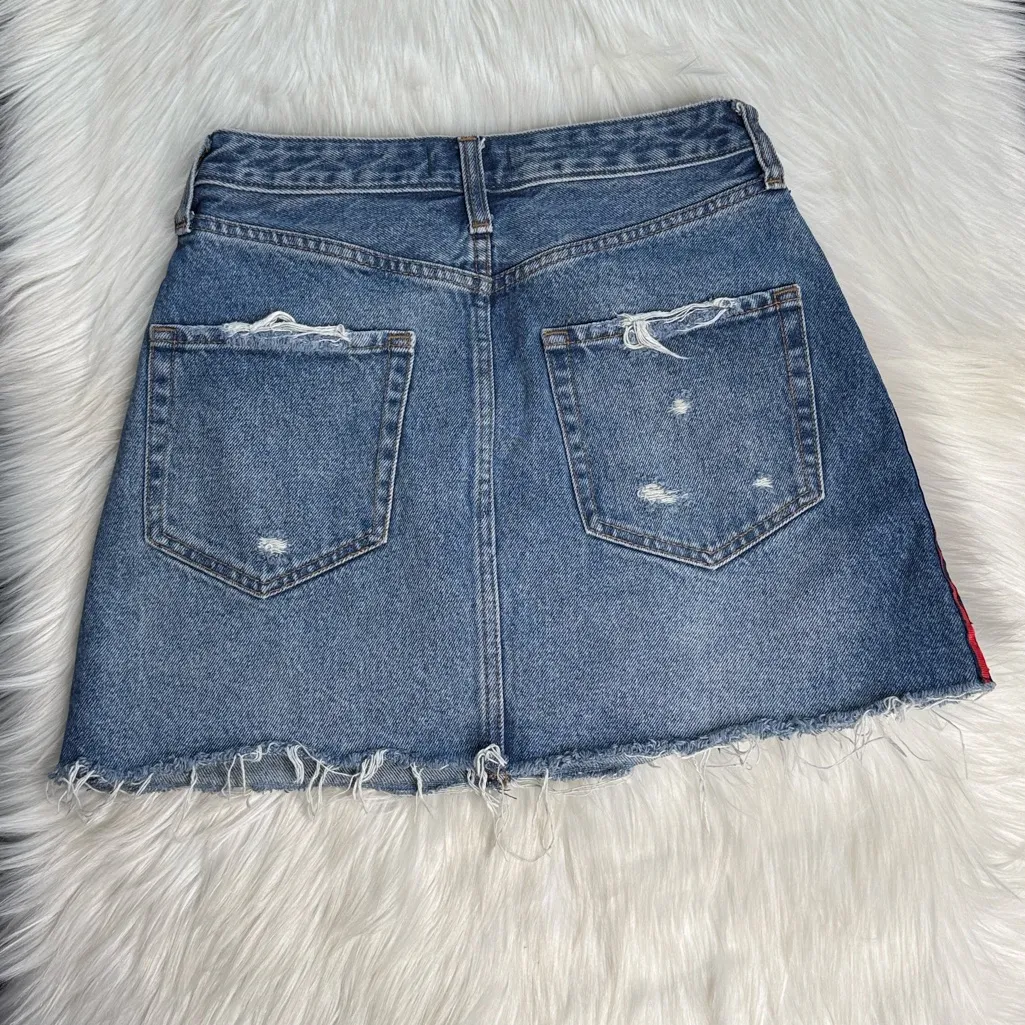 Abercrombie Zoe Natural Rise Vintage Denim A-Line Mini Skirt - Image 4