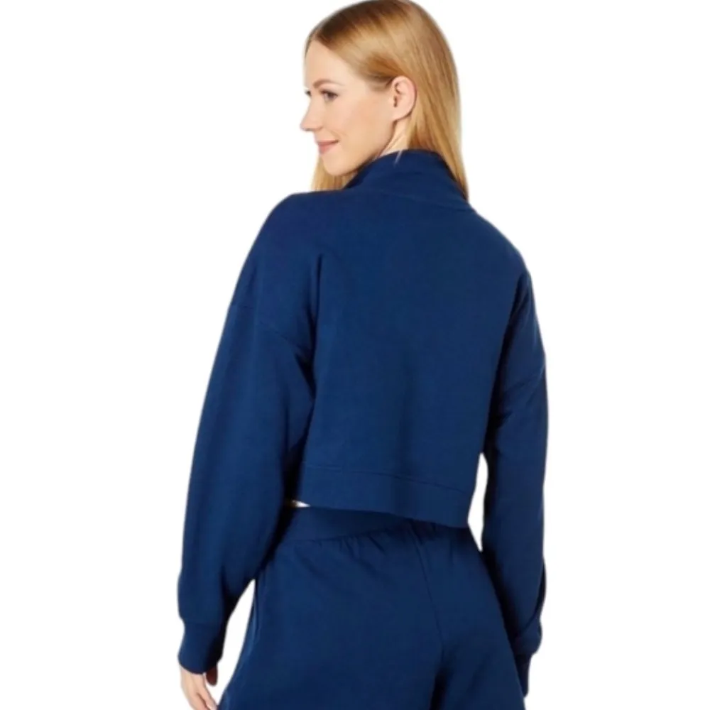 NWT WeWoreWhat Revolve Cropped Half Zip Sweatshirt in Dress Blue size L - Image 2