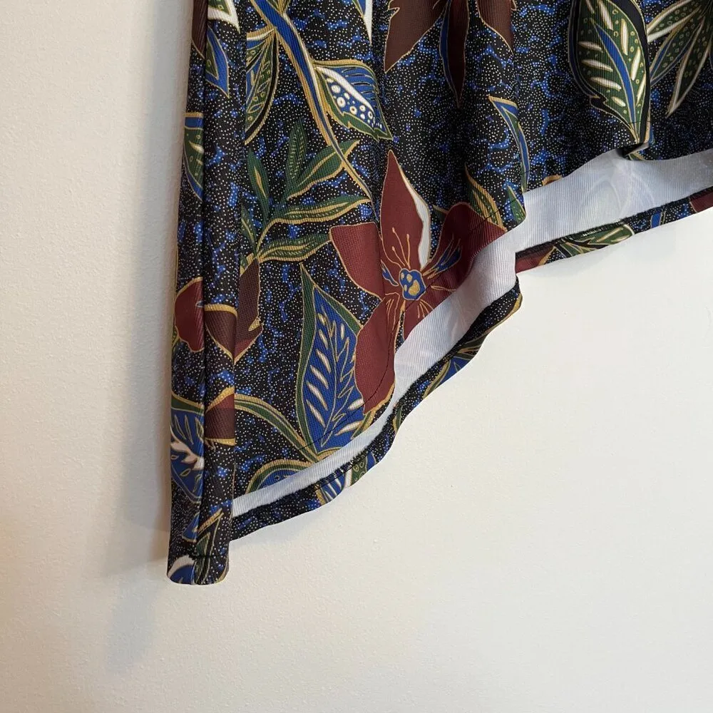 Zara Tropical Print Asymmetrical Hem Blouse - Image 5