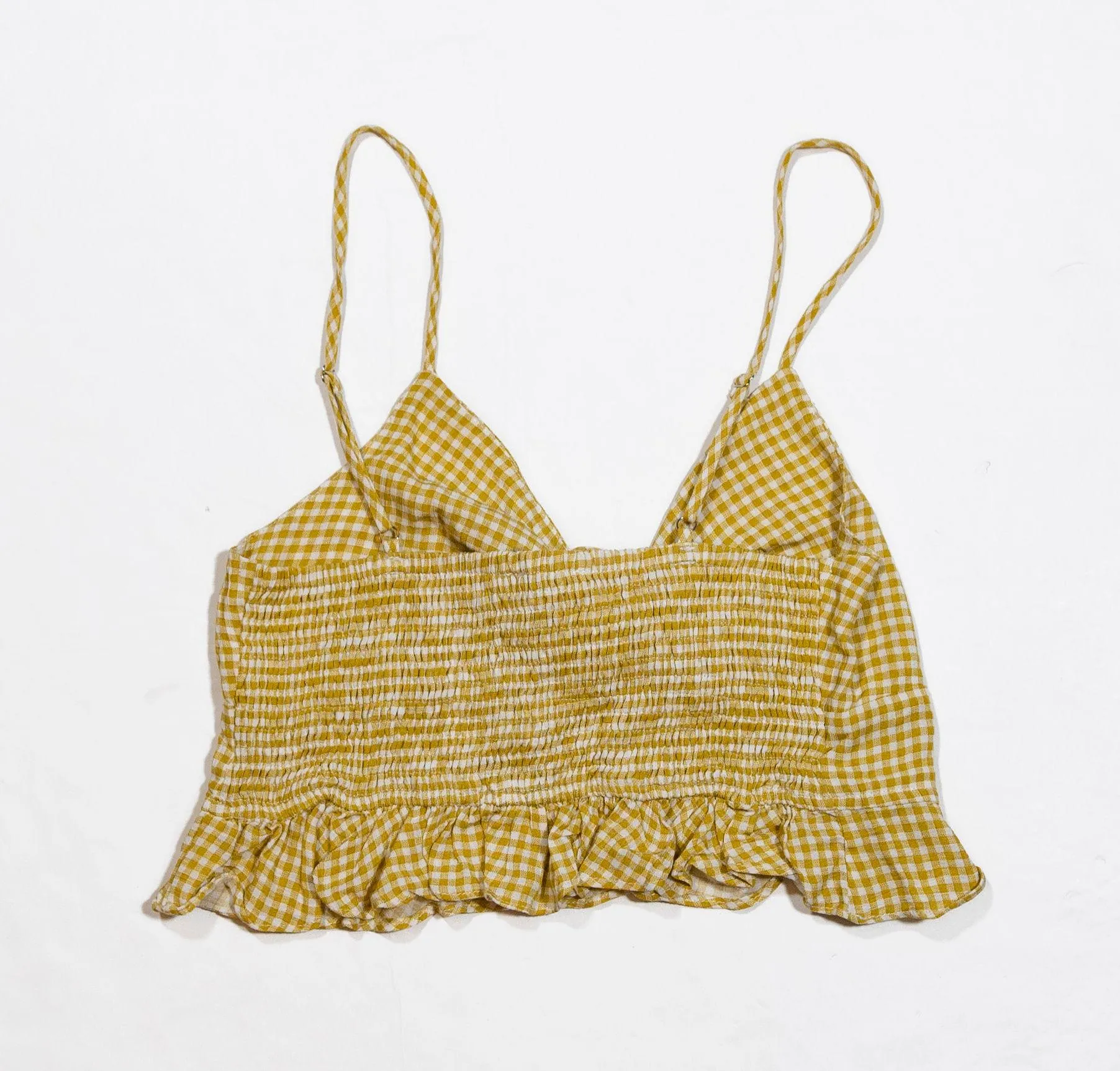 Dress Forum Picnic In France Yellow White Gingham Print Tie Front Tank Top M - Image 4