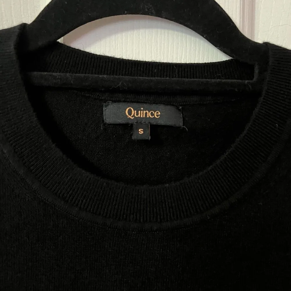 Quince Sweater Womens Small S Cashmere Crew Neck Black Pullover Organic Cotton - Image 4