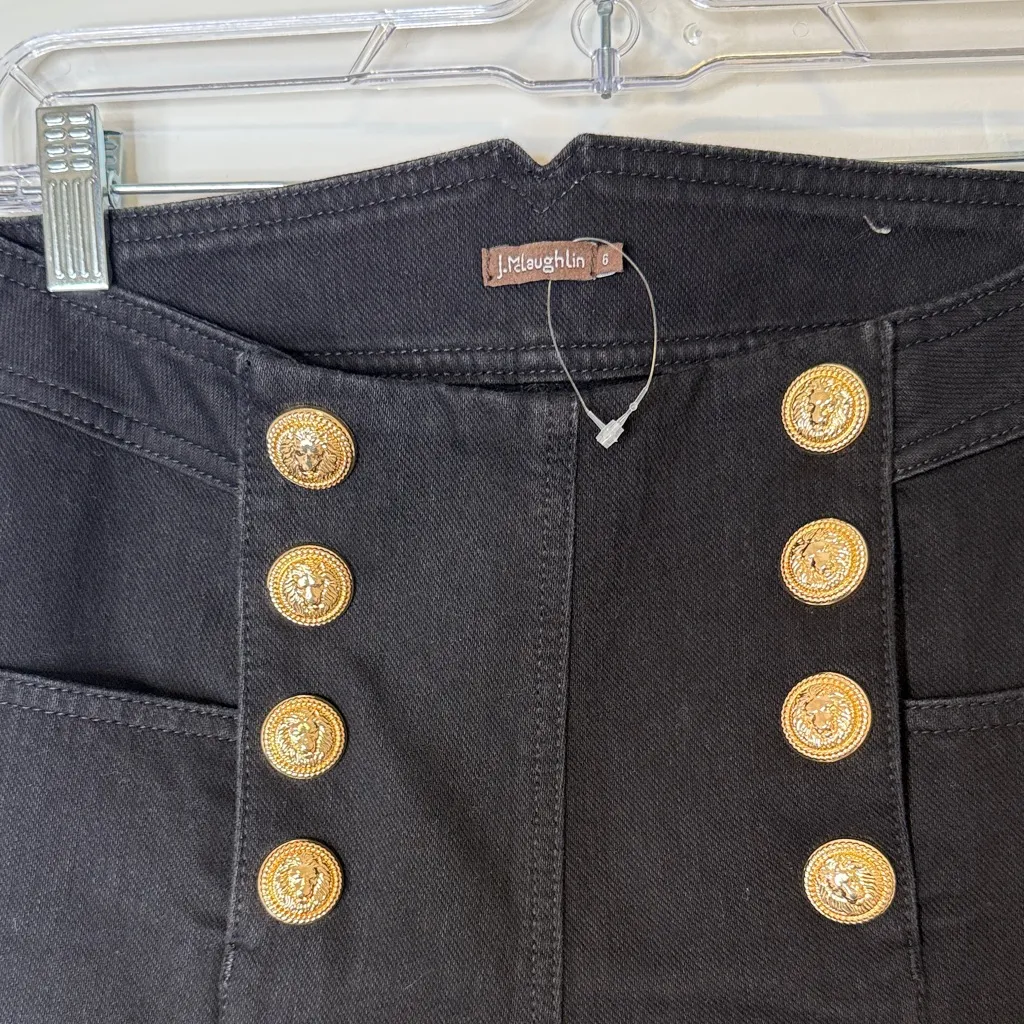 J.McLaughlin Nautical Sailor Black High-Waisted Pants with Gold Buttons - size 6 - Image 5
