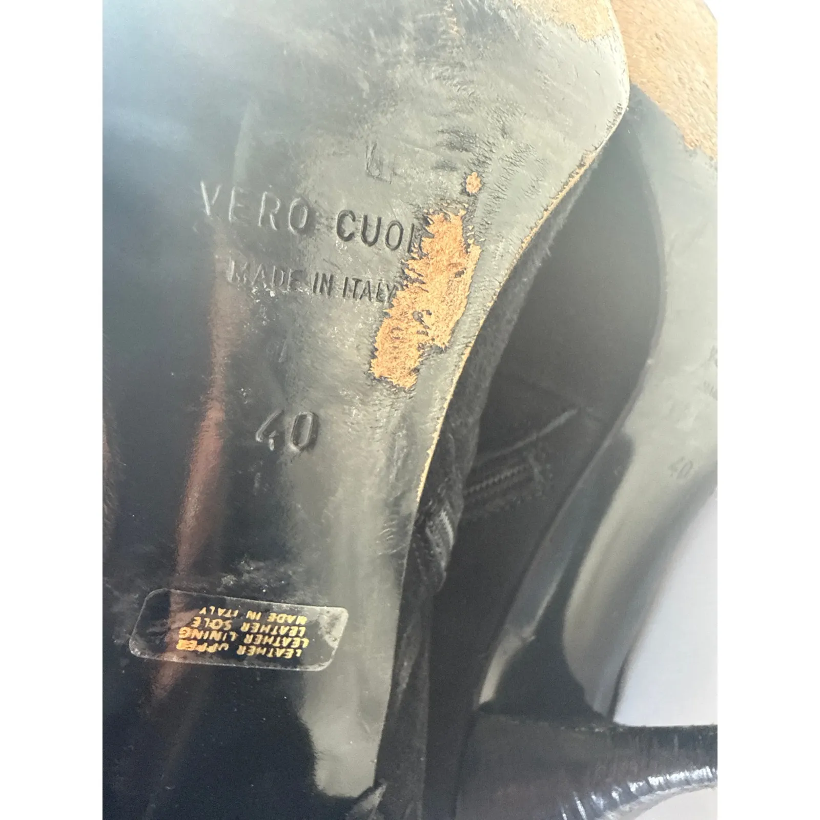 Vintage 90s y2k Charles David Black Suede Tall Witchy Goth Boots Size 40 - Image 8