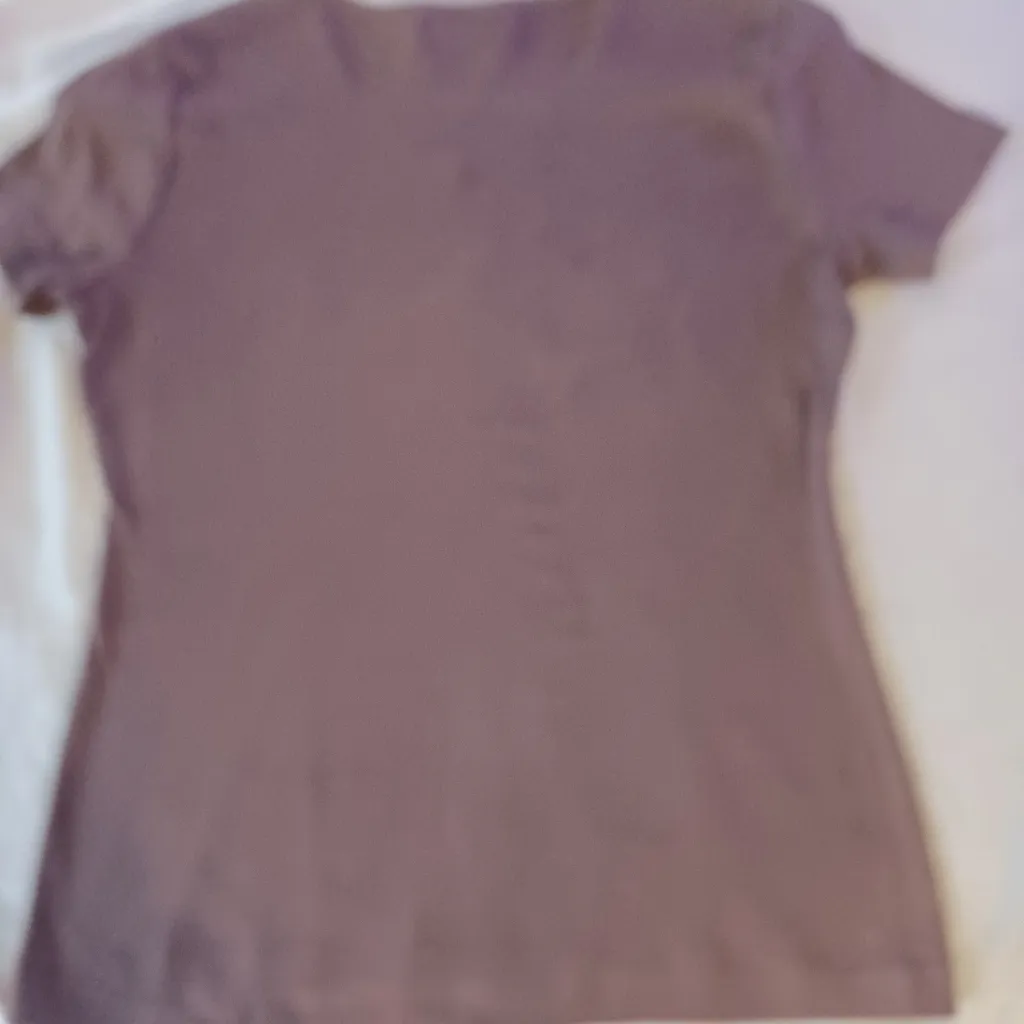 dressbarn womens brown small short sleeve cotton v neck top - Image 5