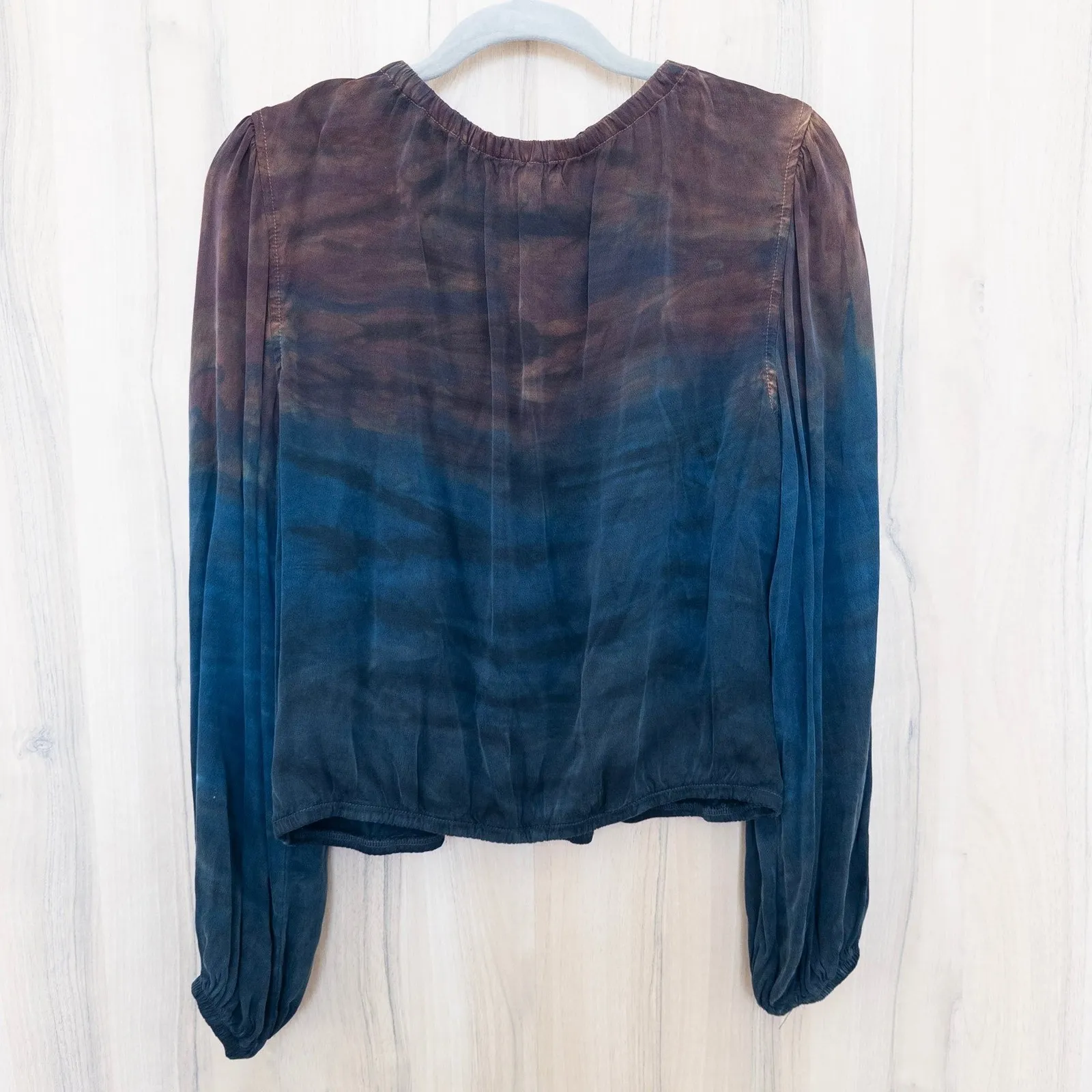 Bella Dah Womens Tie Dye Long Sleeve Top Size M Blue Brown Whimsigoth Fairy Boho - Image 7