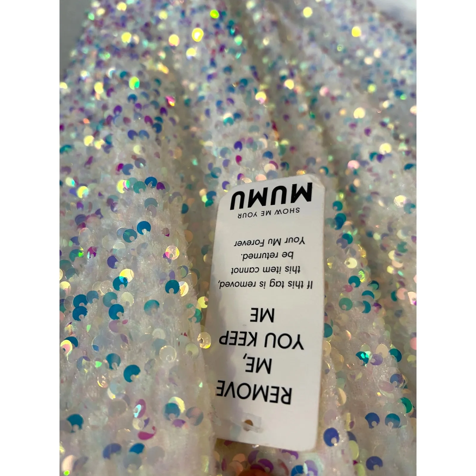 Show Me Your Mumu Eden Midi Dress in White Sparkle Sequins 3X NWT - Image 6