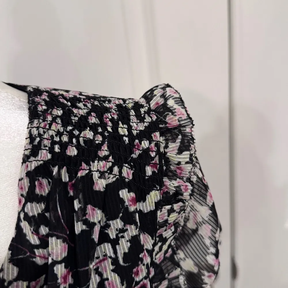 Banana Republic Bohemian Floral Flirty Ruffle Sleeve Midi Dress Black Size 8 - Image 5