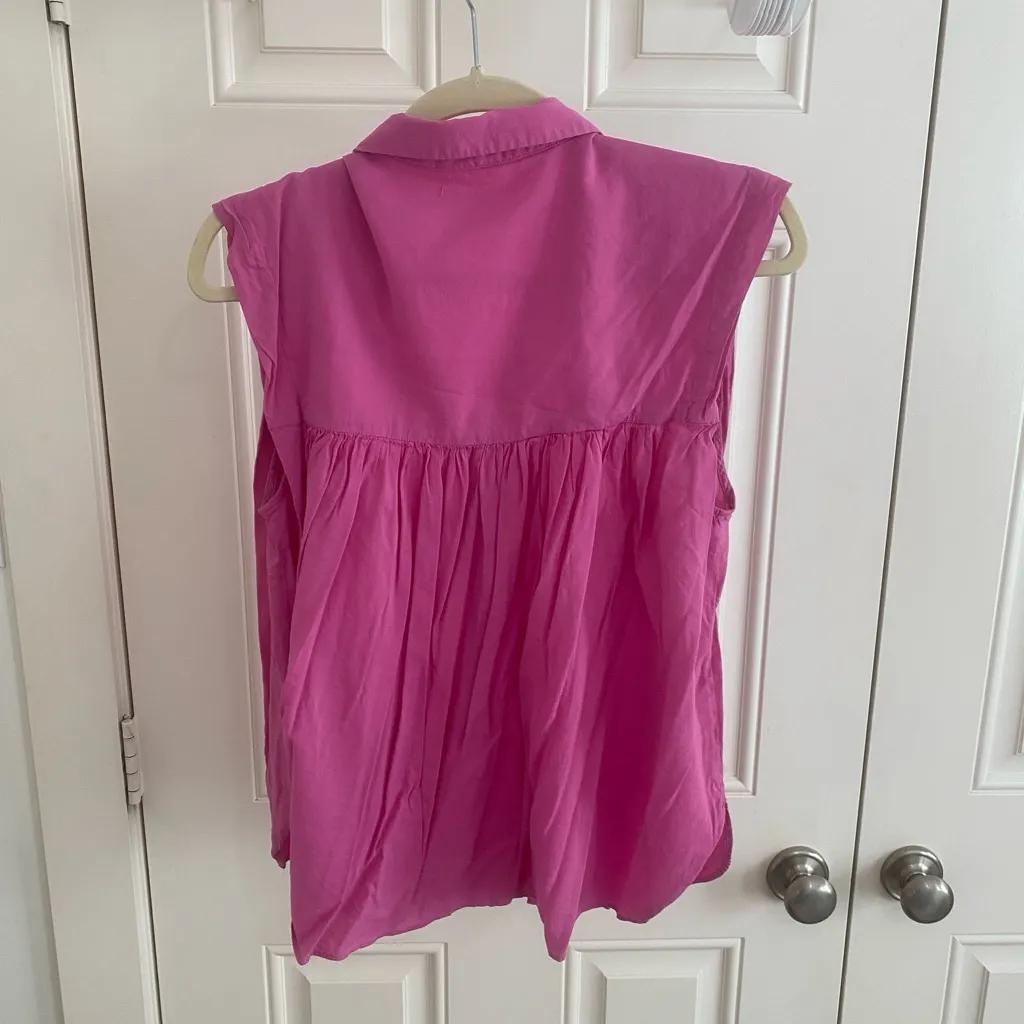 Mango Pink Sleeveless Button-Up Blouse - Image 4