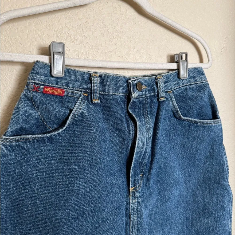 Vintage Wrangler Denim Midi‎ Skirt Sz 6 in Mid Blue - Image 2