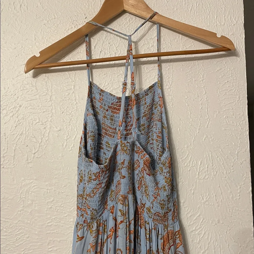 Free PeopleHeat Wave Printed Floral Halter Maxi Dress - Blue and Pink Size Small - Image 5