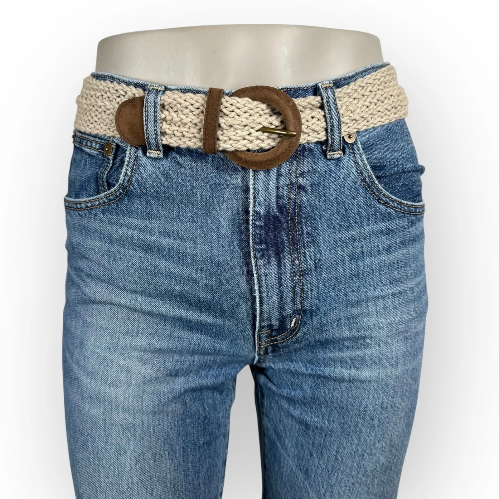 American Vintage Western Woven Women's Belt – Brown & Tan Boho Style Y2K - Image 2