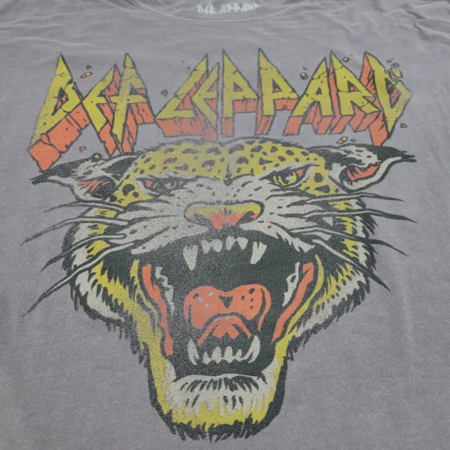 Def Leppard Top Size Large By  Oversized T-Shirt Band Tee Gray - Image 3