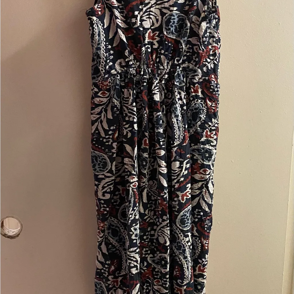 Lucky Brand Womens Maxi Tank Dress L Large Black White Red Blue Floral Boho - Image 4