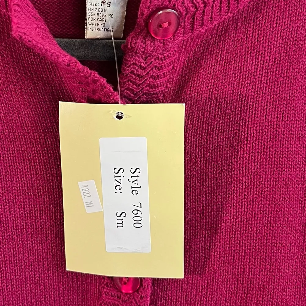 Vintage Jenny Cardigan Hot Pink Knit Button Front Sweater Sz SP NWT Old Stock - Image 11