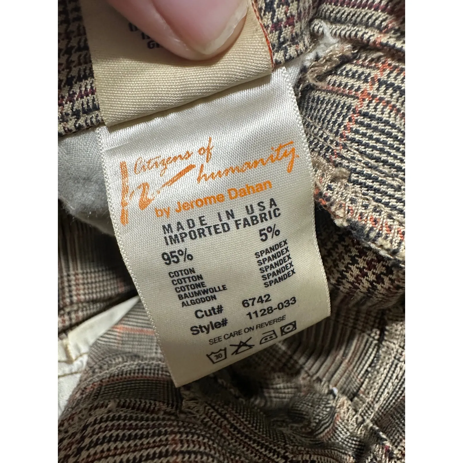 Citizens of Humanity Plaid Bootcut Jeans Womens Size 24 Luxury Denim Made USA - Image 8