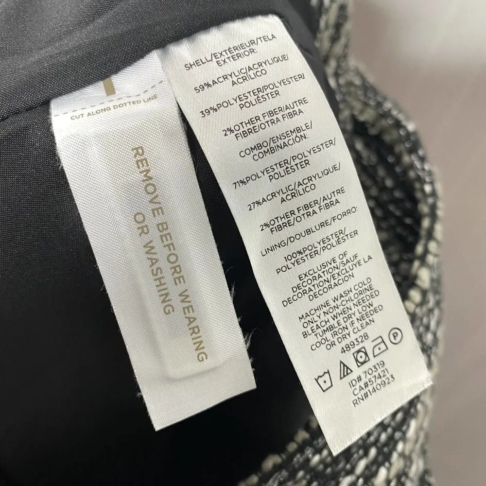 LOFT Petites Tweed Mini Skirt Double Front Patch Pockets Sparkly 8P Black White - Image 8