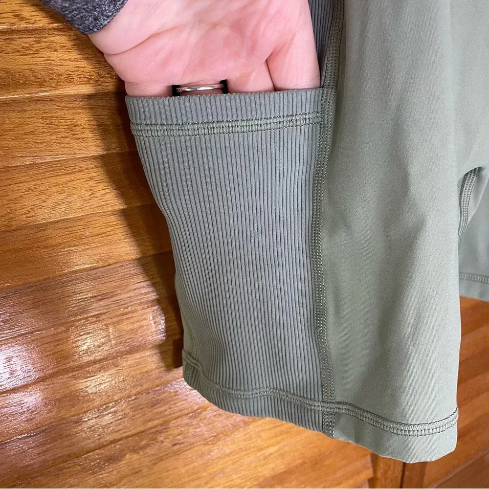 Aerie Offline Goals Ribbed Shorty Women’s Green Activewear Body Suit Sz M - Image 4