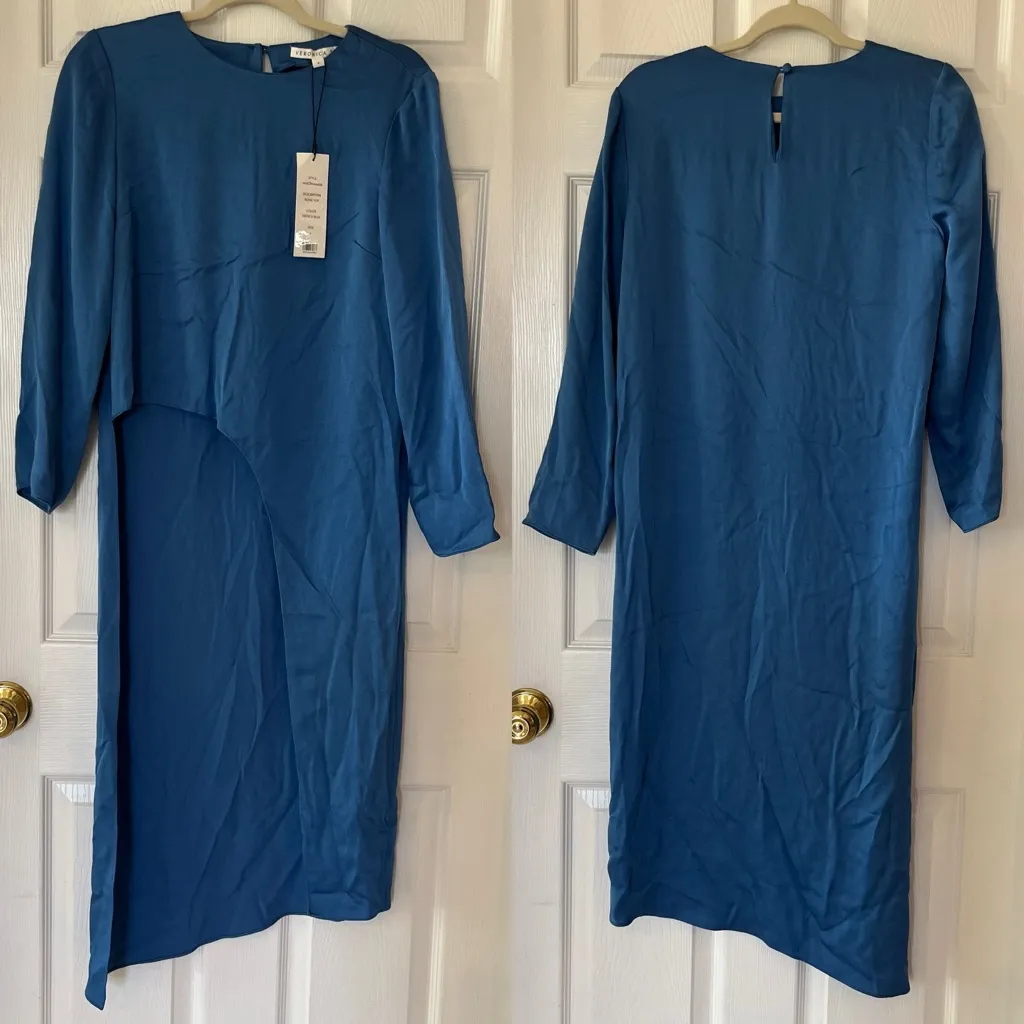 Veronica Beard Rome Asymmetrical Midi Tunic Top French Blue Size 4 TOP ONLY NEW - Image 3