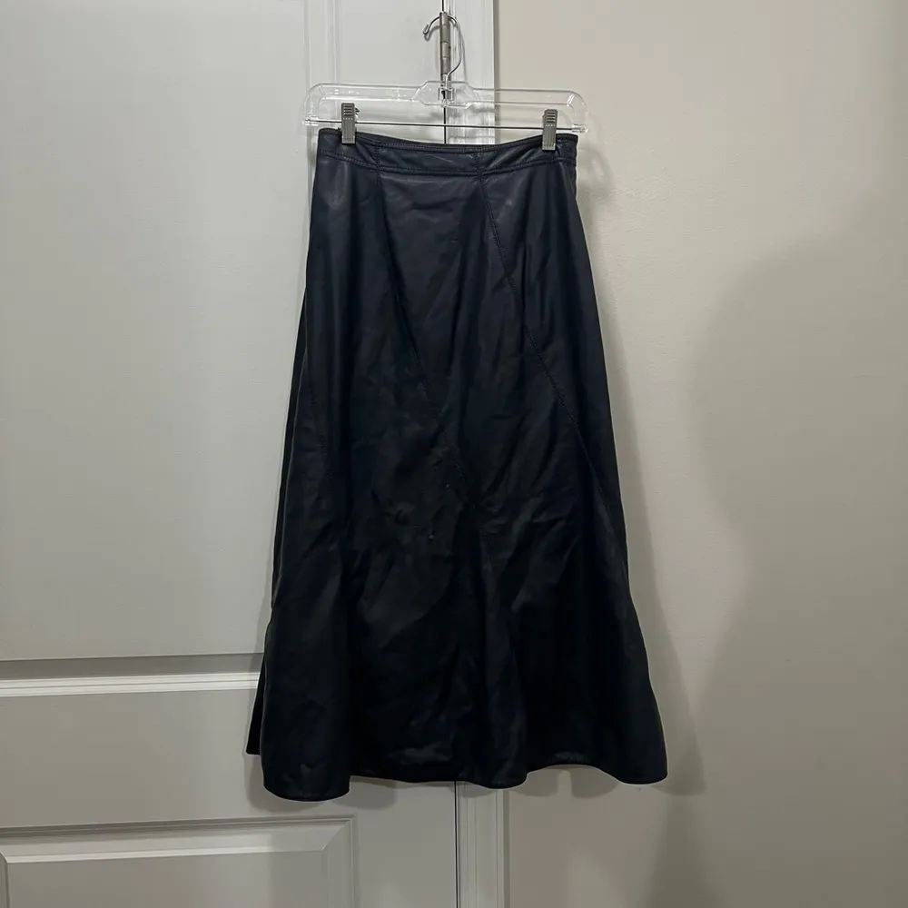 Rebecca Taylor Navy Blue Faux Leather Skirt Size 2 US $375 - Image 6