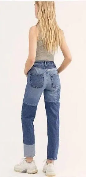 Free People | Size 27 | We The Free Pieced Denim Straight Leg Hi-Rise Mom Jeans - Image 2