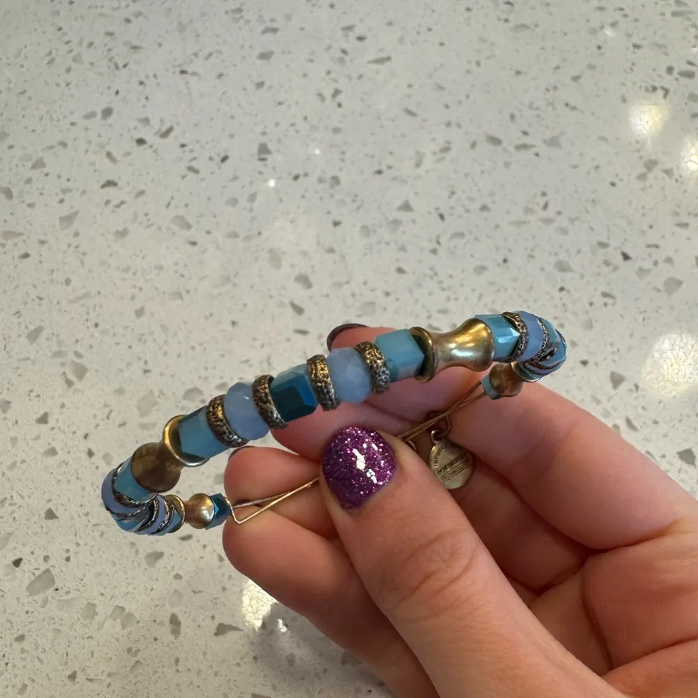 Alex and Ani Blue and Gold Beaded Adjustable Bracelet - Image 2