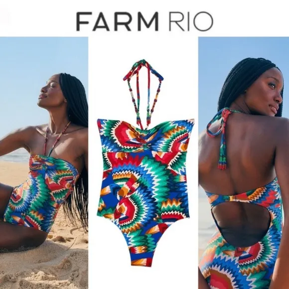 Farm Rio Chevron Toucans One Piece, size Medium, $189 - Image 2