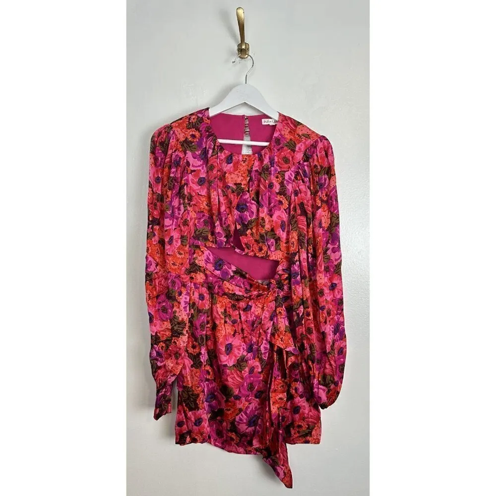 FOR LOVE & LEMONS Lauren Long Sleeve Mini Dress in Red Size Small - Image 5