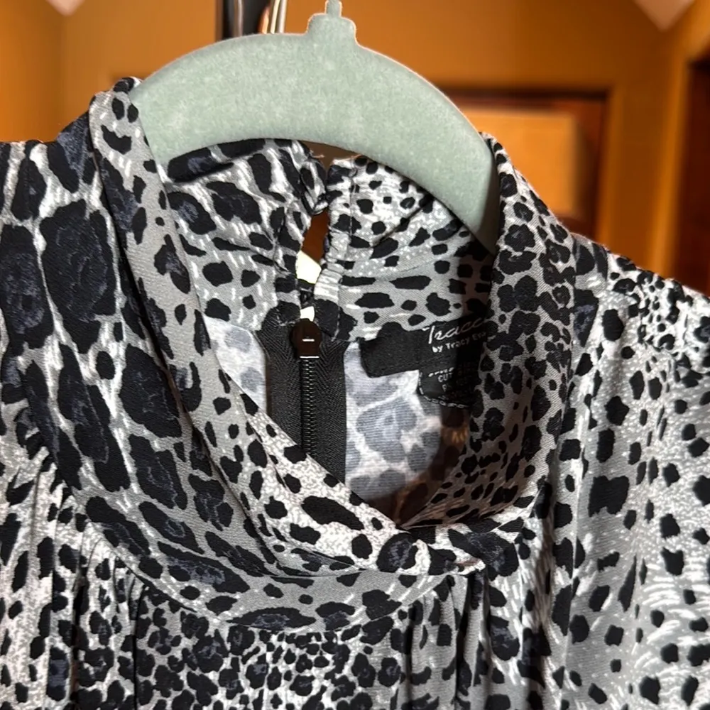 Vintage Traces Tracy Evans Leopard Cheetah Animal Print Black Gray Dress Sz 14 - Image 4