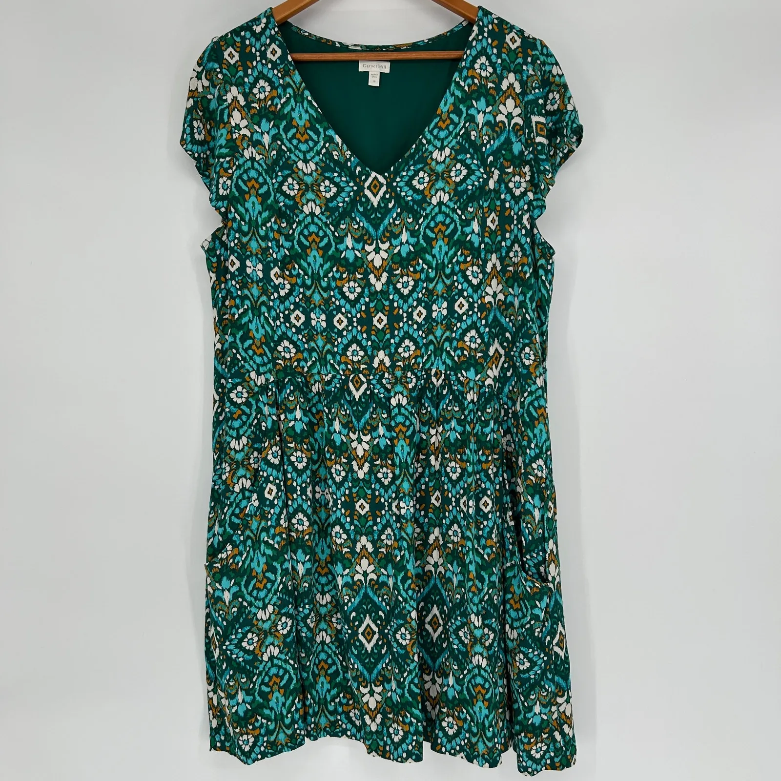 GARNET HILL Summer Dress Womens 16 Boho Pockets Comfortable Artsy Casual Relaxed - Image 2