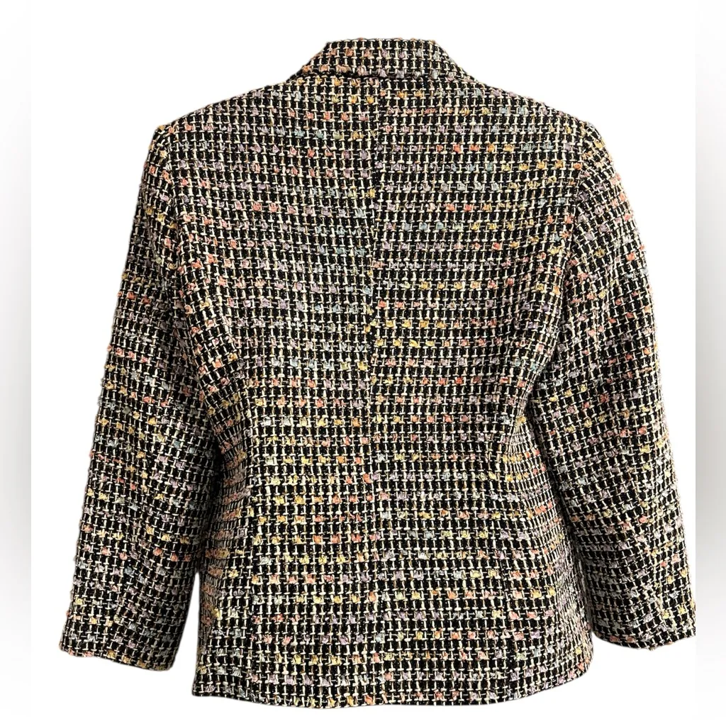 Multicolor Tweed Blazer Sag Harbor Zip Closure Sz 4P - Image 2