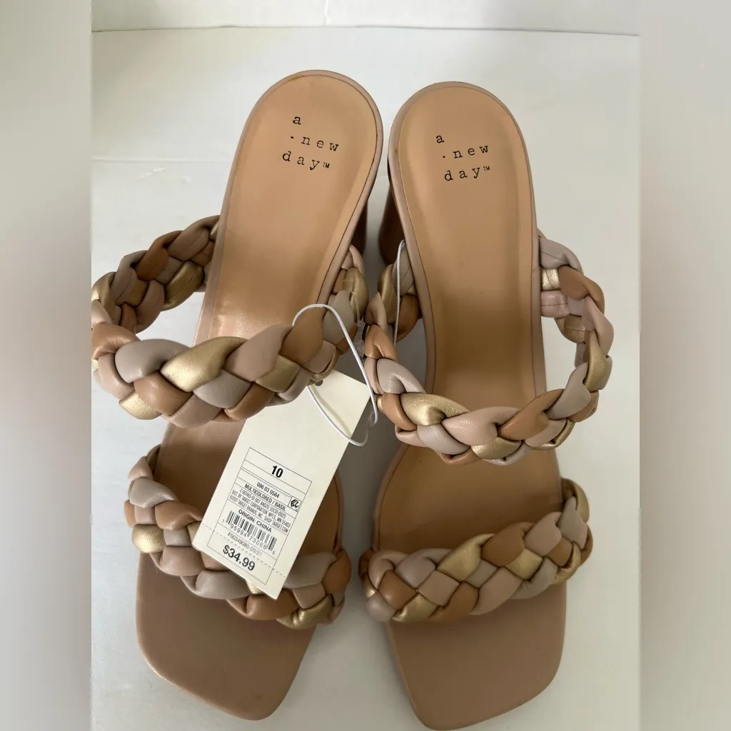 a new day Braided Strap Heels in Tan and Gold - Image 2