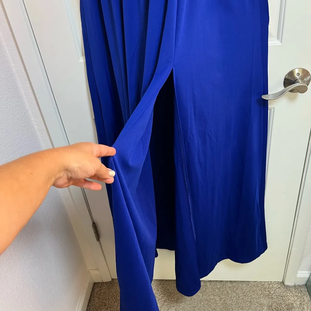 Ever-Pretty Women's  Royal floor  Length High Stretch‎ Side Slit Pleated Size L - Image 9