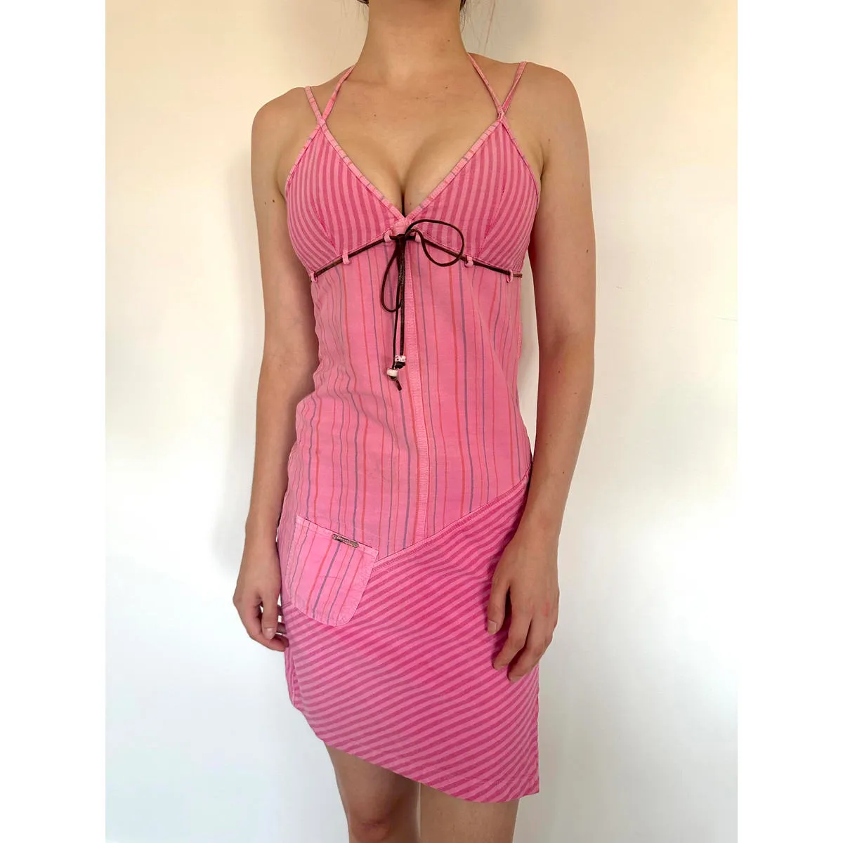 Pink Striped Western Vintage Coastal Cowgirl Dress - Image 7