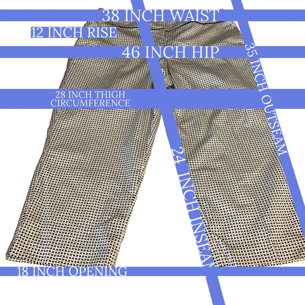 TALBOTS BLACK & WHITE WOVEN LOOK PATTERN COTTON CROPPED PANTS (18) - Image 13