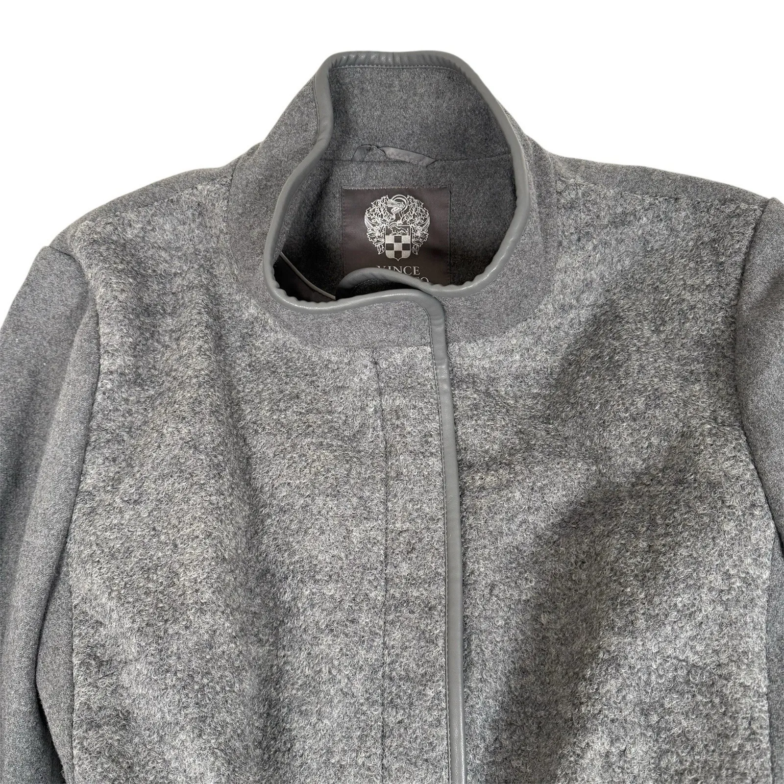 Vince Camuto Wool High Neck Belted PU Trim Coat Womens XXL Gray - Image 3